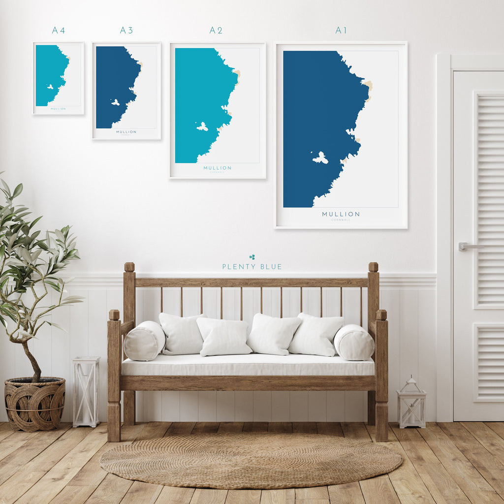 Mullion Cove Print - Cornwall Map, The Lizard Peninsula, Mullion Travel Print, Cornwall Art, South Cornwall, Cornish Coast Print