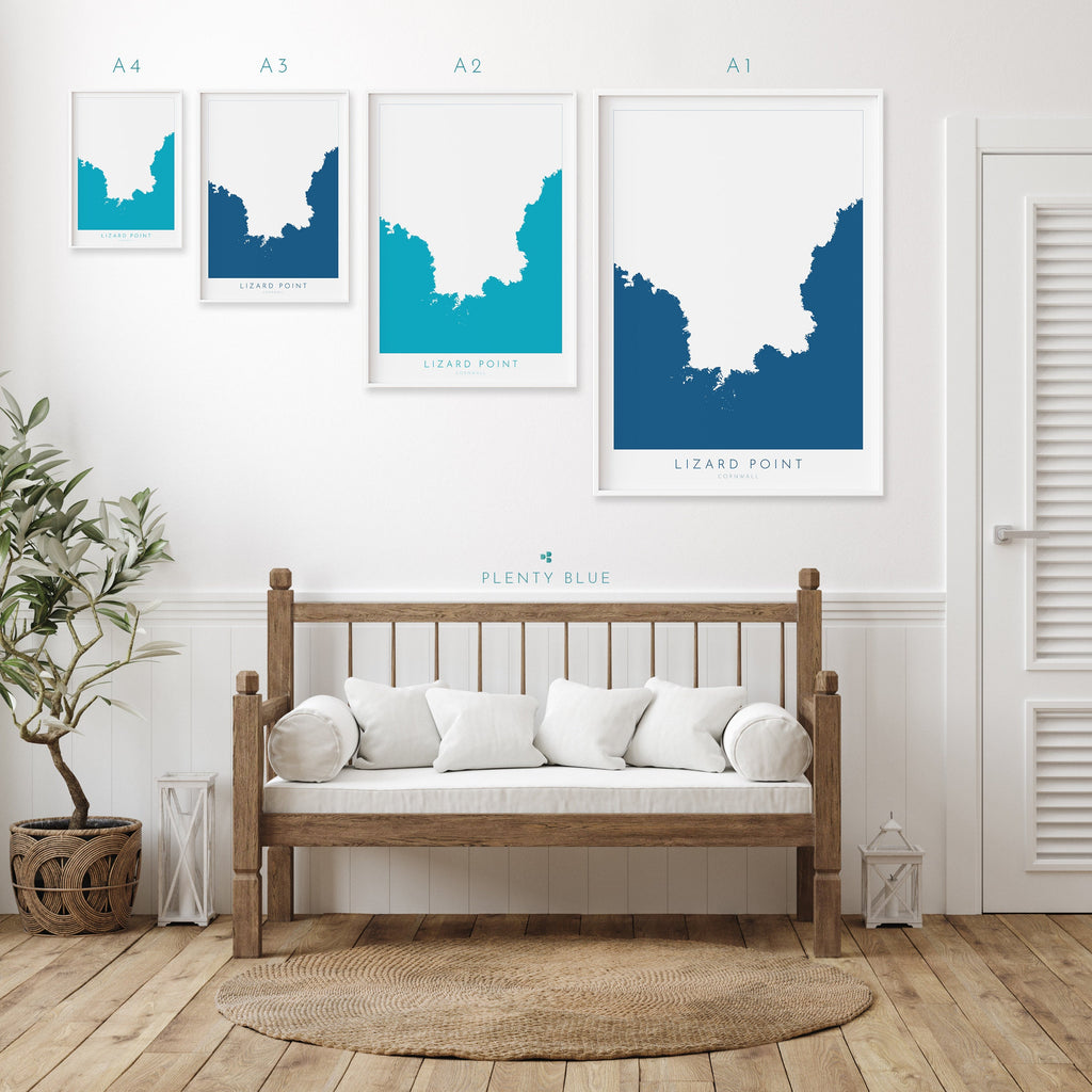 Lizard Point Map - Kynance Cove Travel Print, The Lizard Peninsula, Cornwall Map, Cornwall Art, South Cornwall, Cornish Coast Print