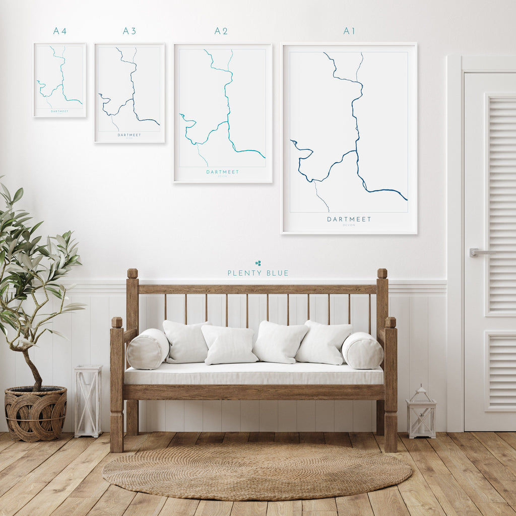 Dartmeet Print - Dartmoor Map, Devon Art, River Dart Poster, National Park Poster, Dartmoor walking, Devon Print