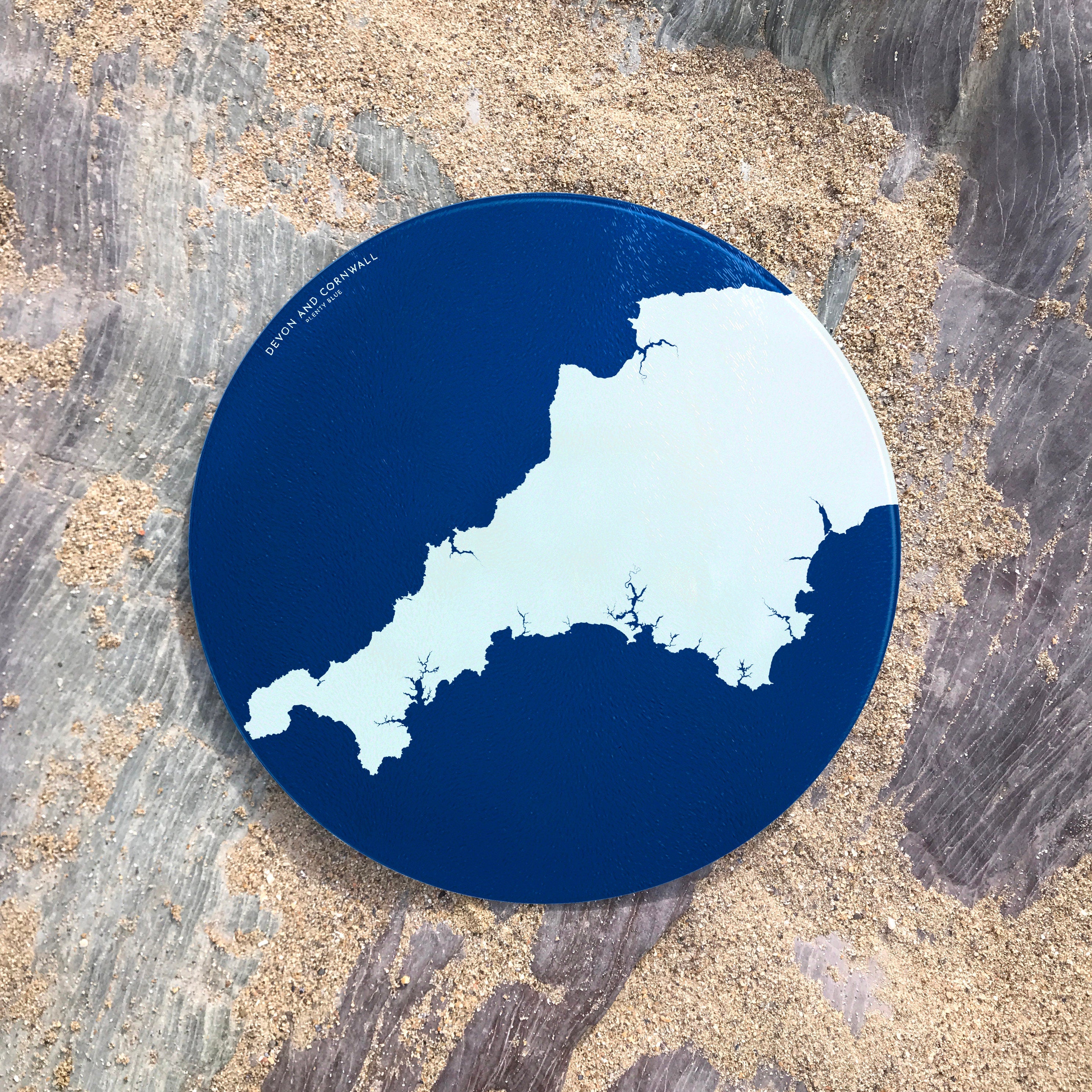 Devon and Cornwall Map Chopping Board - Devon Map, Cornwall Map Art, Worktop Saver, SW Coast, Salcombe Map, Falmouth Map, St Ives Map