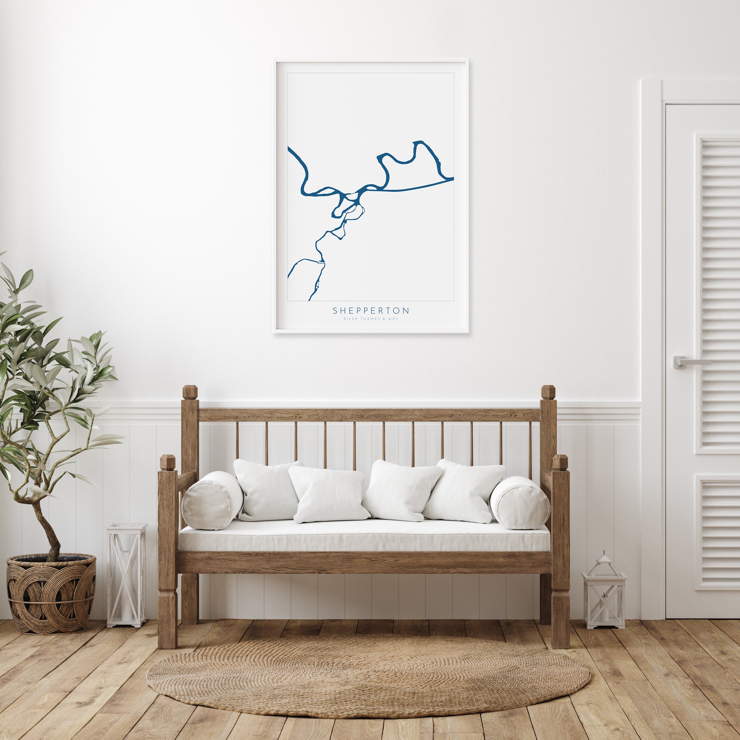 Shepperton Print - River Thames, River Wye, Weybridge Map Poster, River Thames Art, River Thames Map, Desborough Island, Surrey, Shepperton