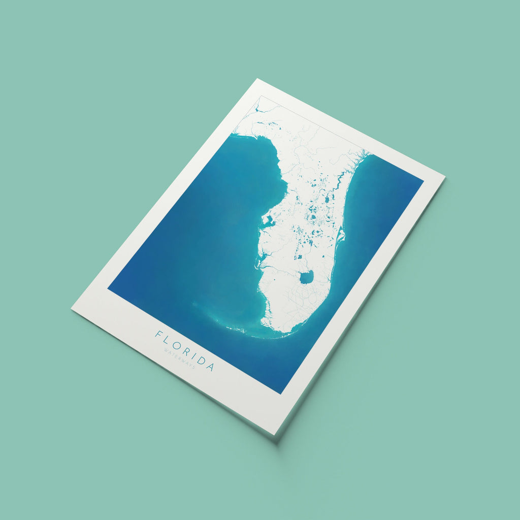 Florida Map Art - Map of Florida Coast and Rivers