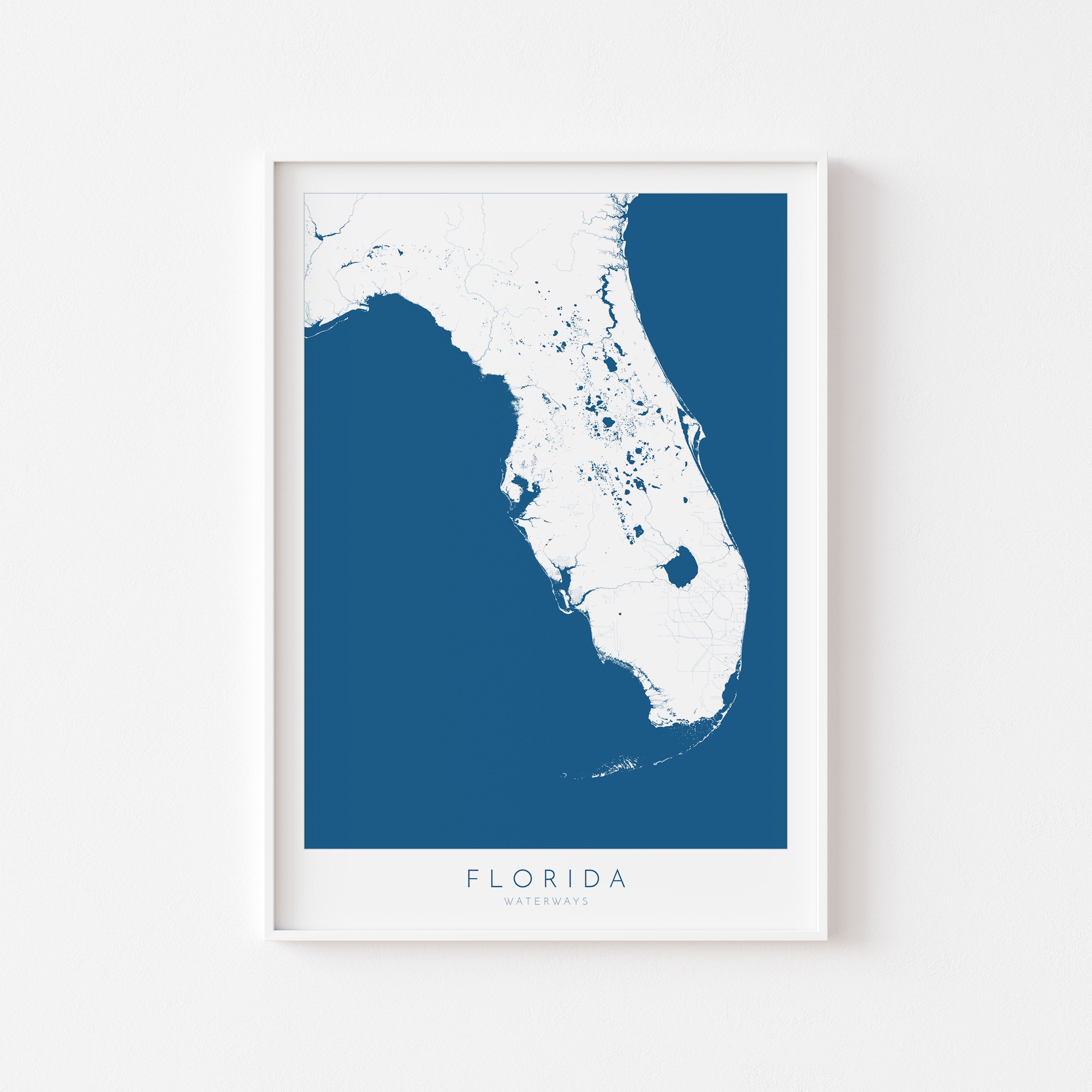 Florida Map Art - Map of Florida Coast and Rivers