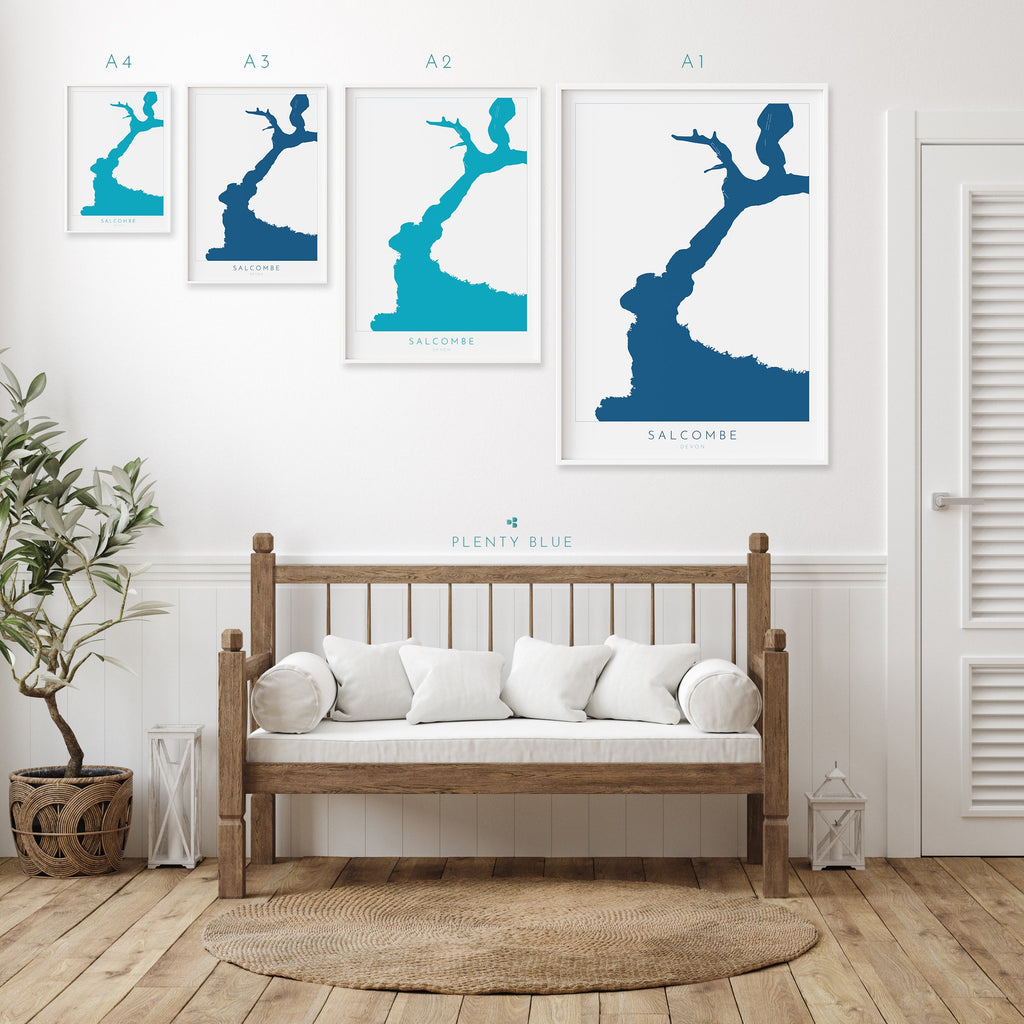 Salcombe Print - Salcombe Map, Devon Art, Salcombe Art, Map Art, Devon Map, Salcombe Estuary, Kingsbridge Estuary