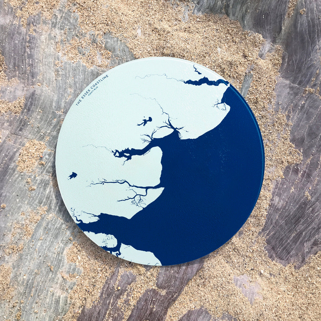 Essex Coast Chopping Board - Essex Map Worktop Saver, Essex Gift,Southend Map, Mersea Island Map Art, Colchester Map, Maldon Map, Thames Map
