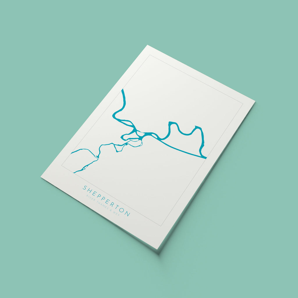 Shepperton Print - River Thames, River Wye, Weybridge Map Poster, River Thames Art, River Thames Map, Desborough Island, Surrey, Shepperton