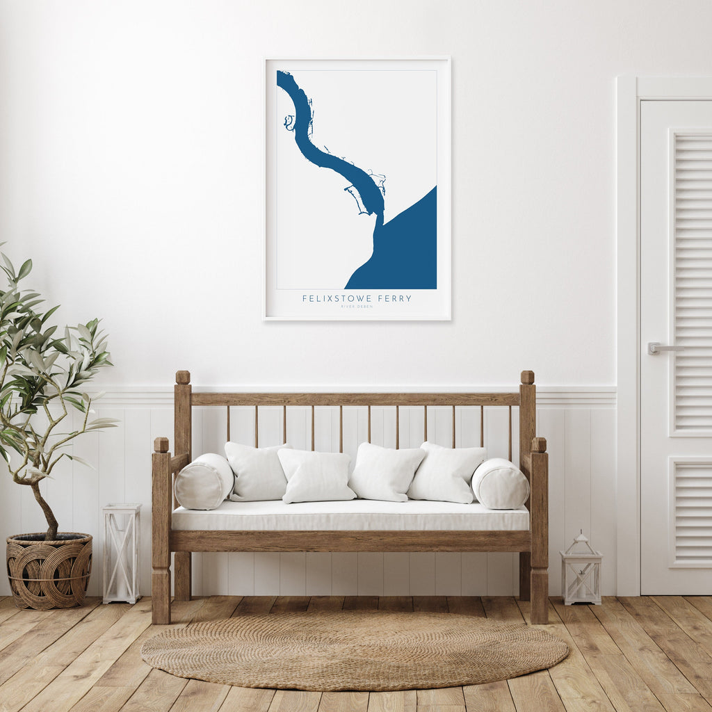 Felixstowe Ferry - River Deben, Suffolk Map, Suffolk Coast, Felixstowe Travel Print, Bawdsey Suffolk, Suffolk Art