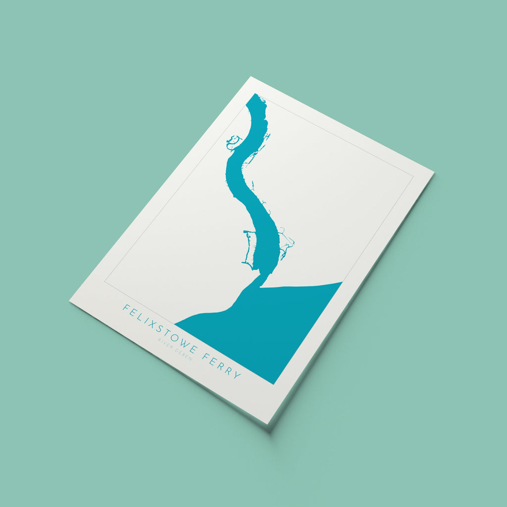 Felixstowe Ferry - River Deben, Suffolk Map, Suffolk Coast, Felixstowe Travel Print, Bawdsey Suffolk, Suffolk Art