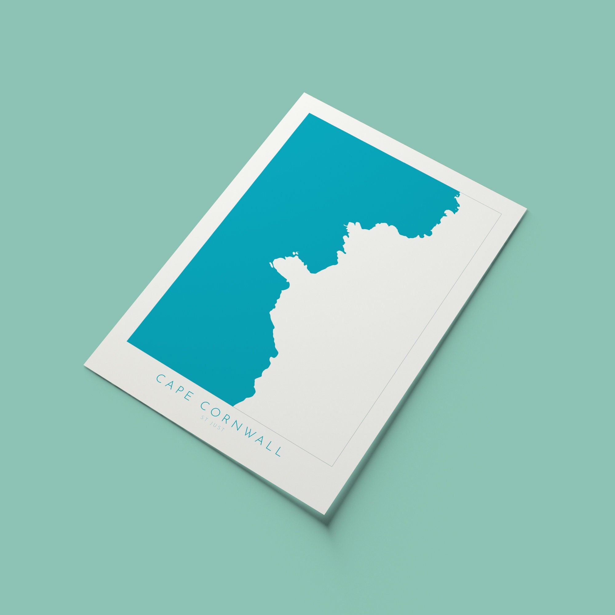 Cape Cornwall Map - Cornwall, St Just Art, Cornwall Map, Cornwall Coast, Cornwall Travel Print, Cornwall Art