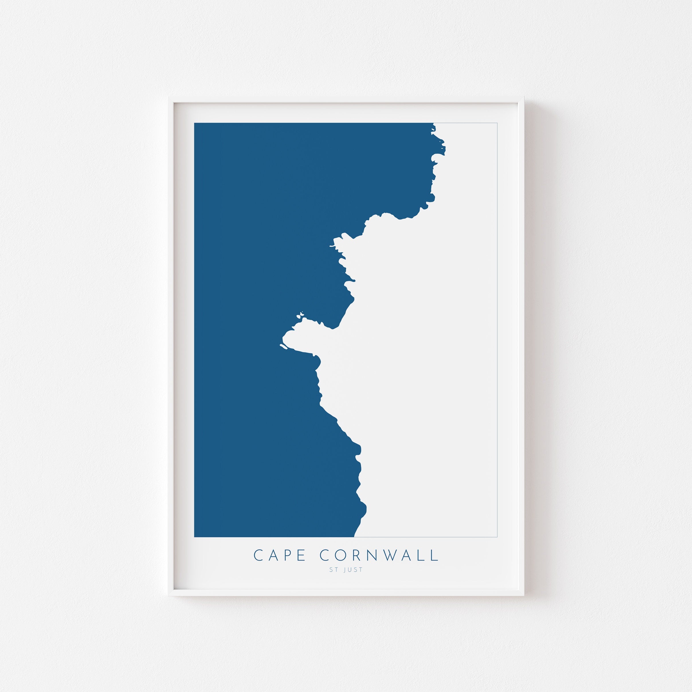Cape Cornwall Map - Cornwall, St Just Art, Cornwall Map, Cornwall Coast, Cornwall Travel Print, Cornwall Art