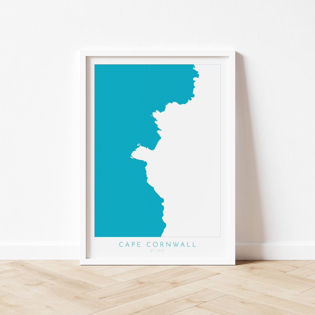 Cape Cornwall Map - Cornwall, St Just Art, Cornwall Map, Cornwall Coast, Cornwall Travel Print, Cornwall Art