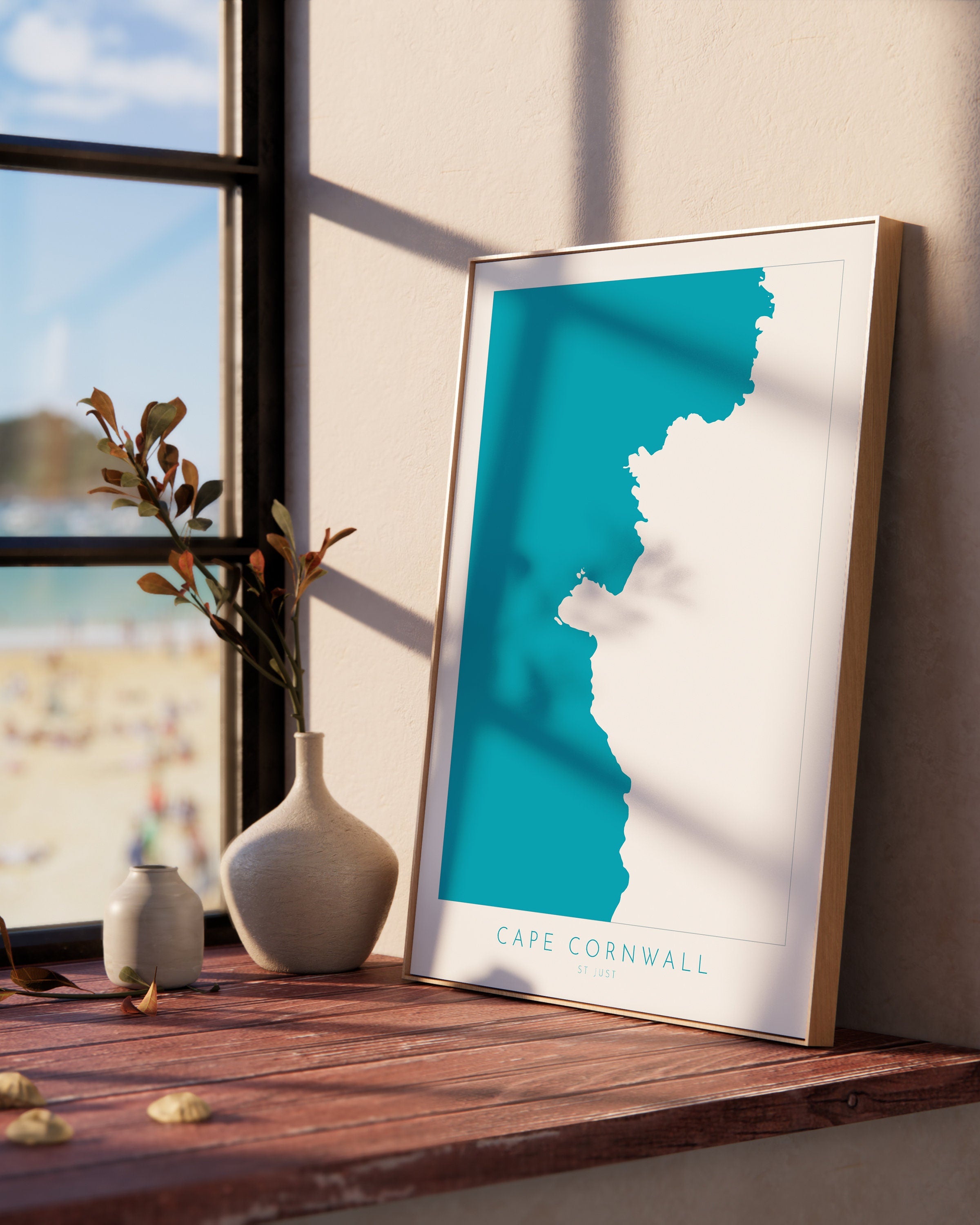 Cape Cornwall Map - Cornwall, St Just Art, Cornwall Map, Cornwall Coast, Cornwall Travel Print, Cornwall Art