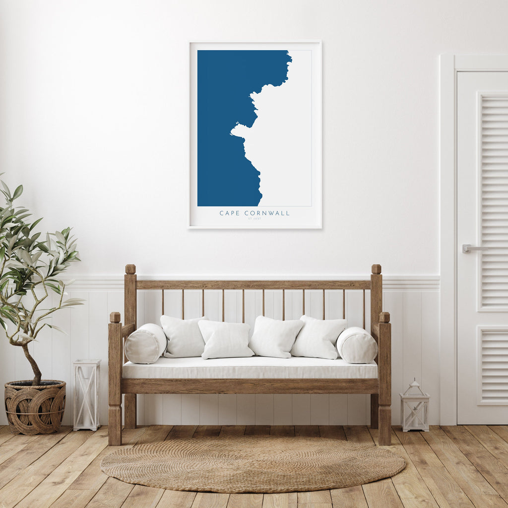 Cape Cornwall Map - Cornwall, St Just Art, Cornwall Map, Cornwall Coast, Cornwall Travel Print, Cornwall Art