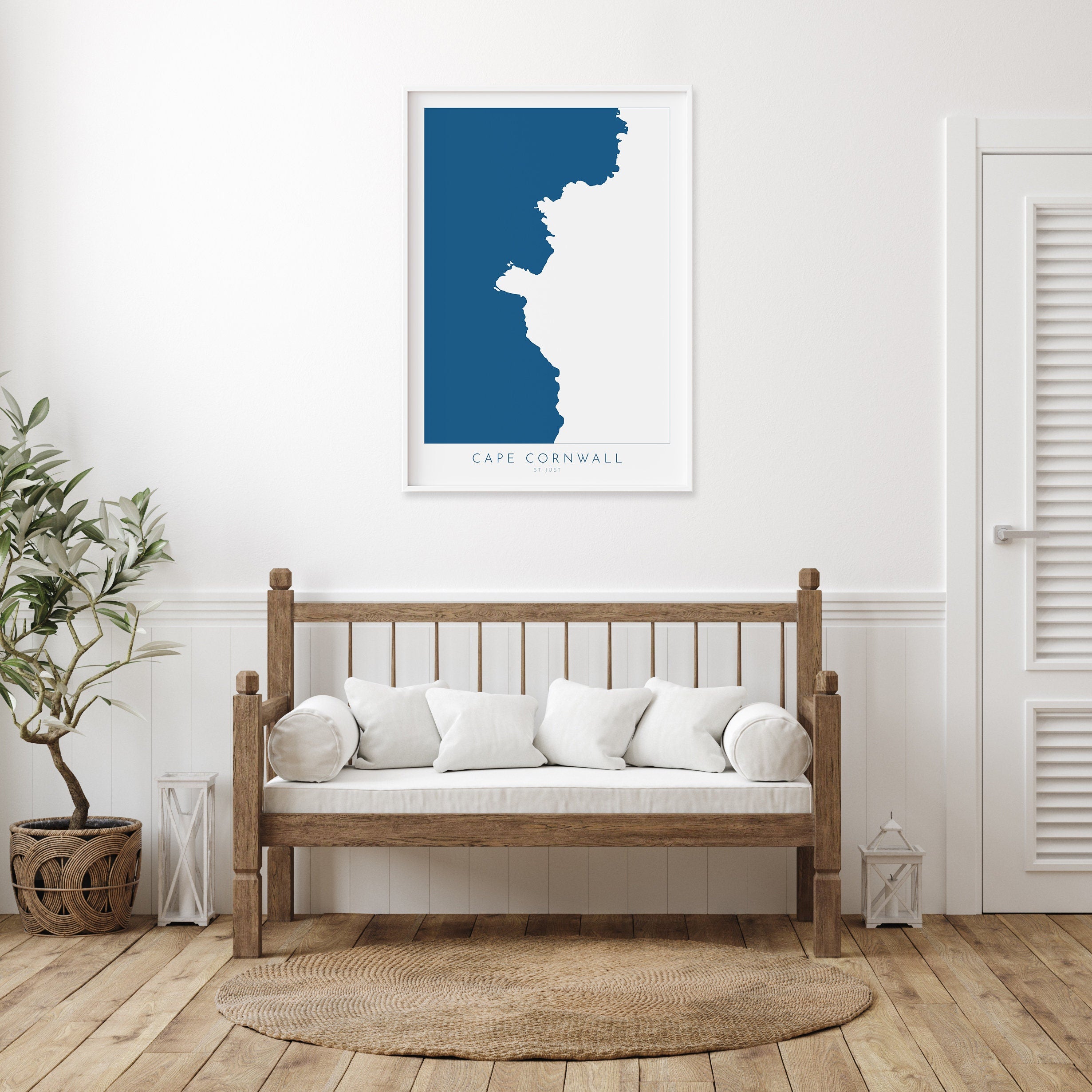 Cape Cornwall Map - Cornwall, St Just Art, Cornwall Map, Cornwall Coast, Cornwall Travel Print, Cornwall Art