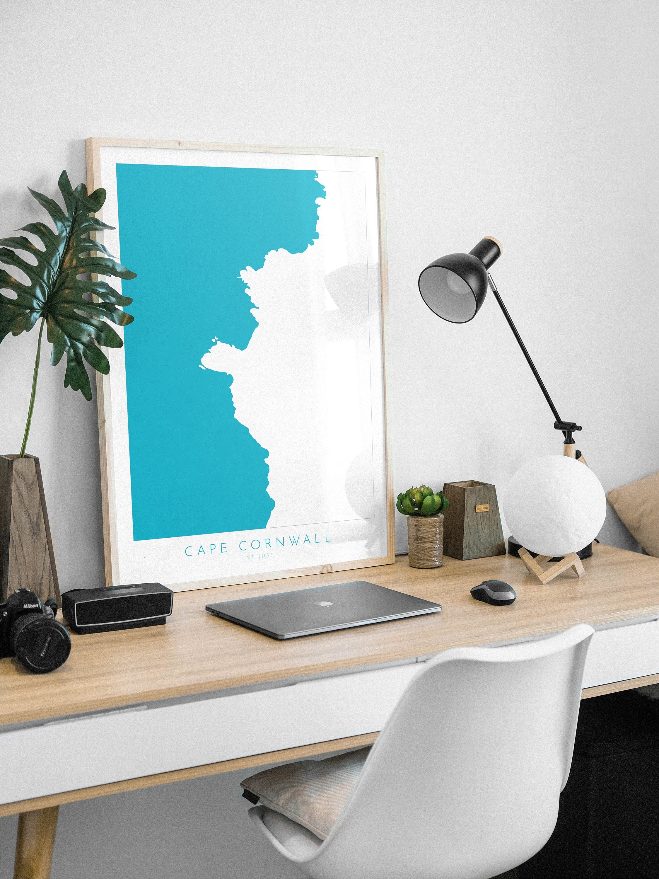 Cape Cornwall Map - Cornwall, St Just Art, Cornwall Map, Cornwall Coast, Cornwall Travel Print, Cornwall Art