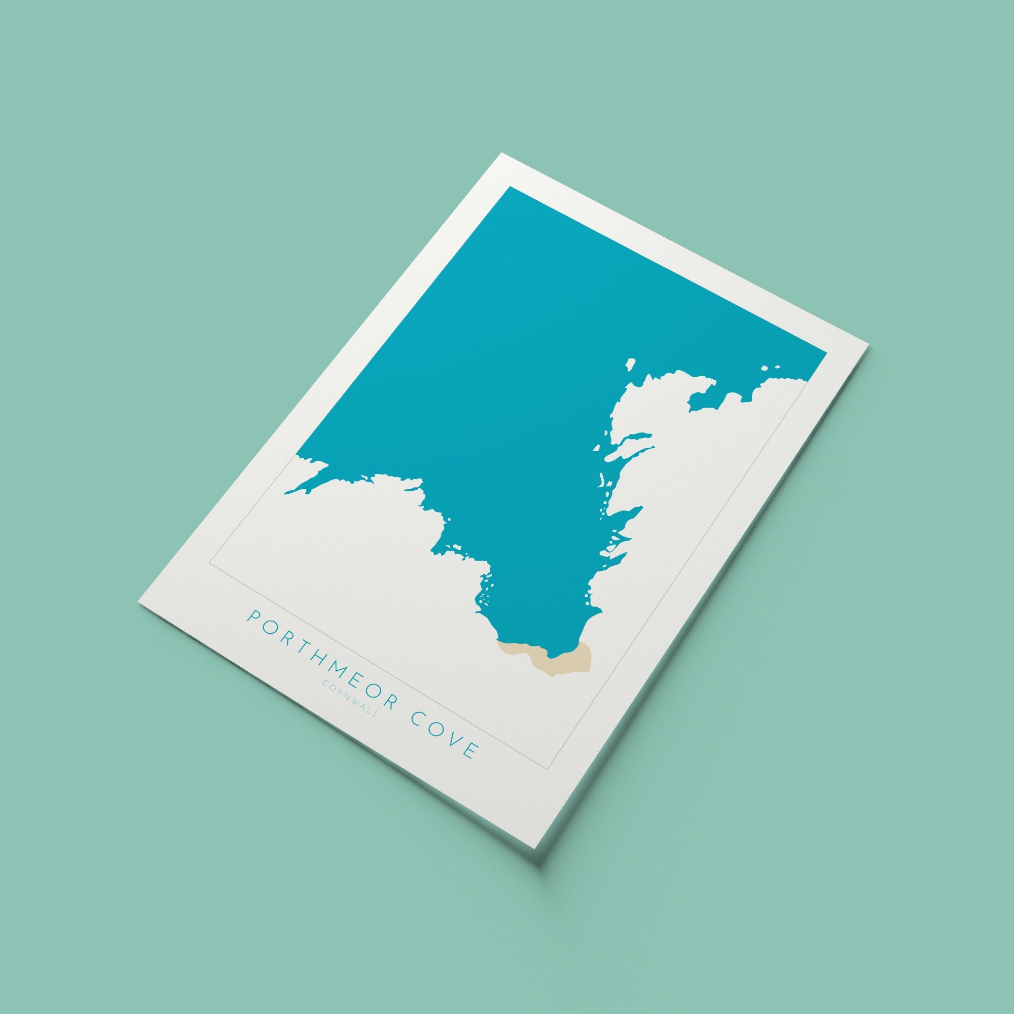 Porthmeor Cove Art - Cornwall Print, Porthmeor Beach, Cornwall Map, Cornwall Coast, Cornwall Travel Print