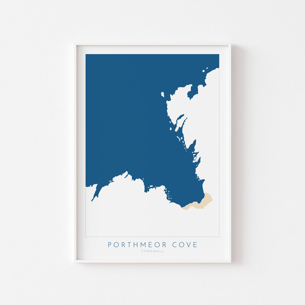 Porthmeor Cove Art - Cornwall Print, Porthmeor Beach, Cornwall Map, Cornwall Coast, Cornwall Travel Print