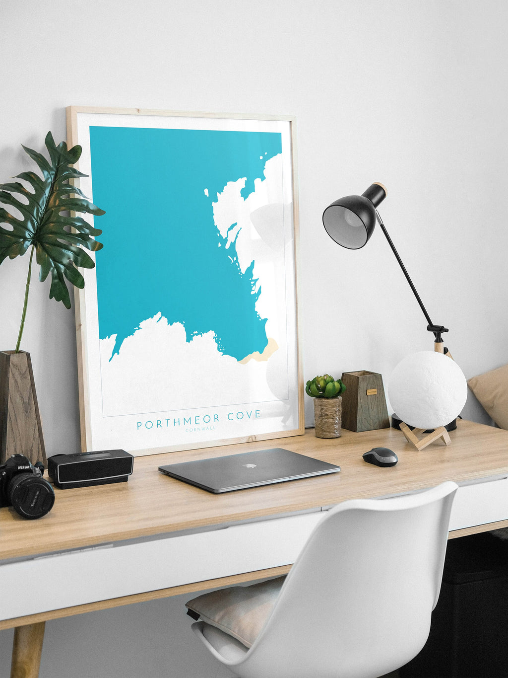 Porthmeor Cove Art - Cornwall Print, Porthmeor Beach, Cornwall Map, Cornwall Coast, Cornwall Travel Print