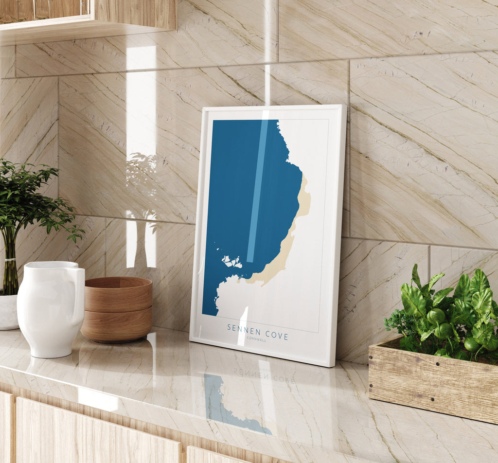 Sennen Cove Print- Cornwall Art, Sennen Beach Art, Cornwall Map, Cornwall Coast, Cornwall Travel Print, Cornwall Art, Sennen Map