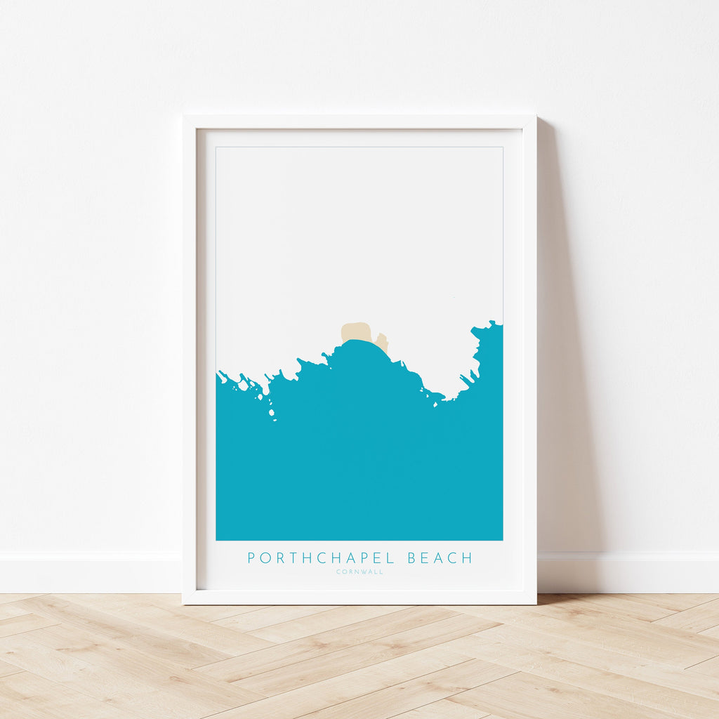 Porthchapel Beach Print- Cornwall Art, Cornwall Beach Art , Cornwall Map, Cornwall Coast, Cornwall Travel Print, Cornwall Art, Porthcurno