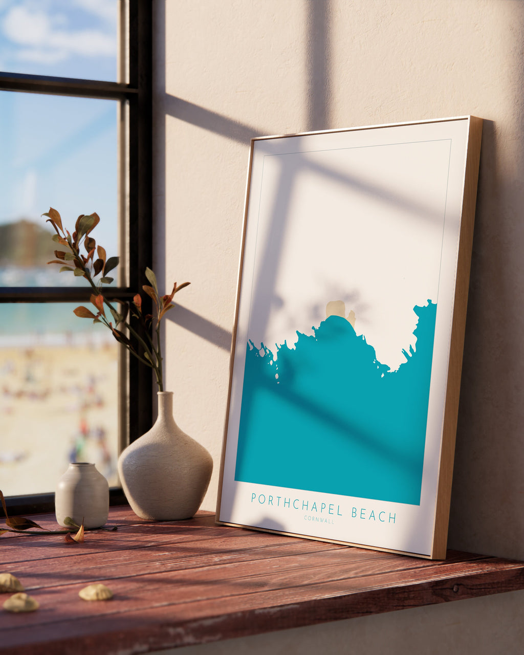 Porthchapel Beach Print- Cornwall Art, Cornwall Beach Art , Cornwall Map, Cornwall Coast, Cornwall Travel Print, Cornwall Art, Porthcurno