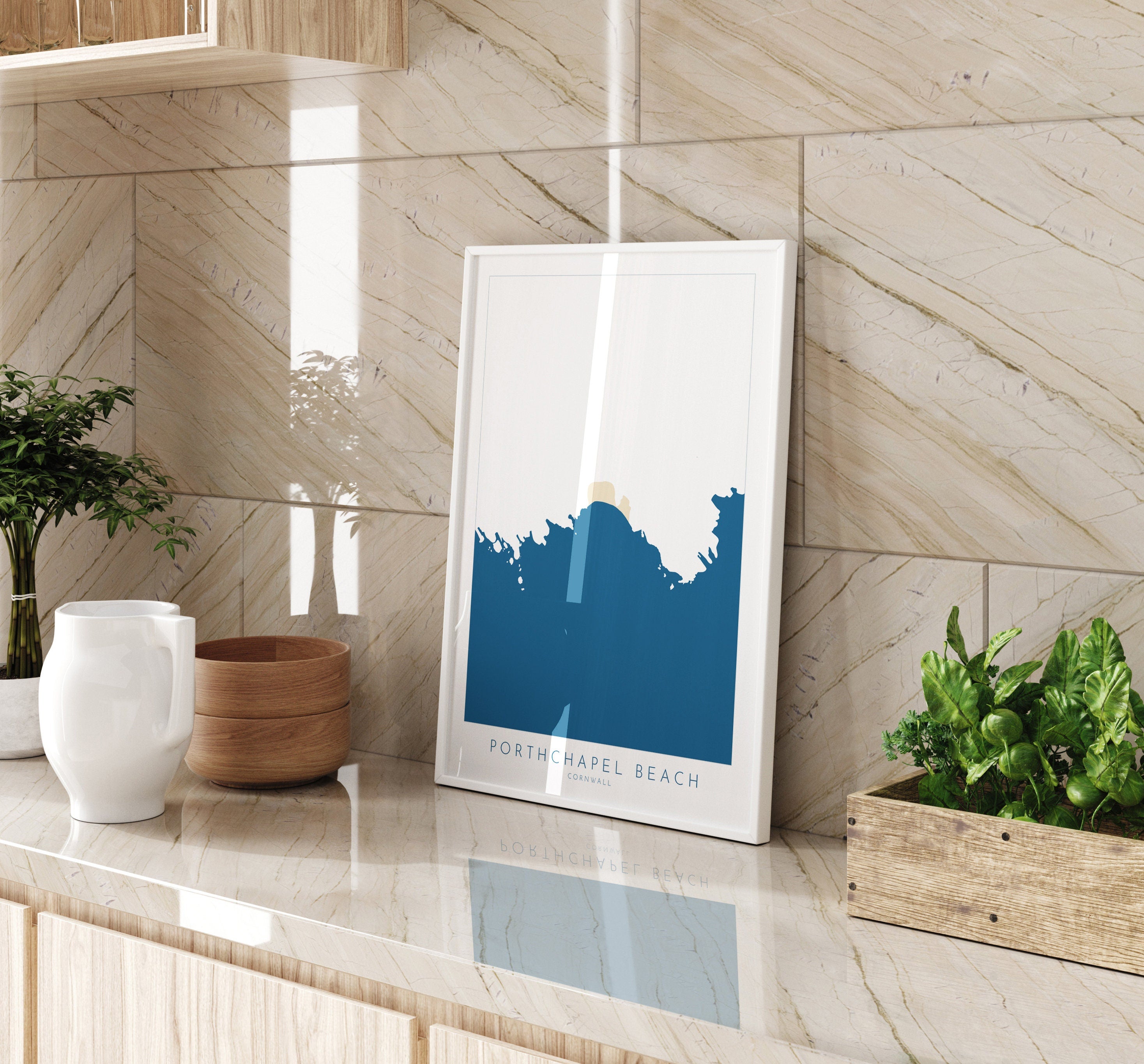 Porthchapel Beach Print- Cornwall Art, Cornwall Beach Art , Cornwall Map, Cornwall Coast, Cornwall Travel Print, Cornwall Art, Porthcurno