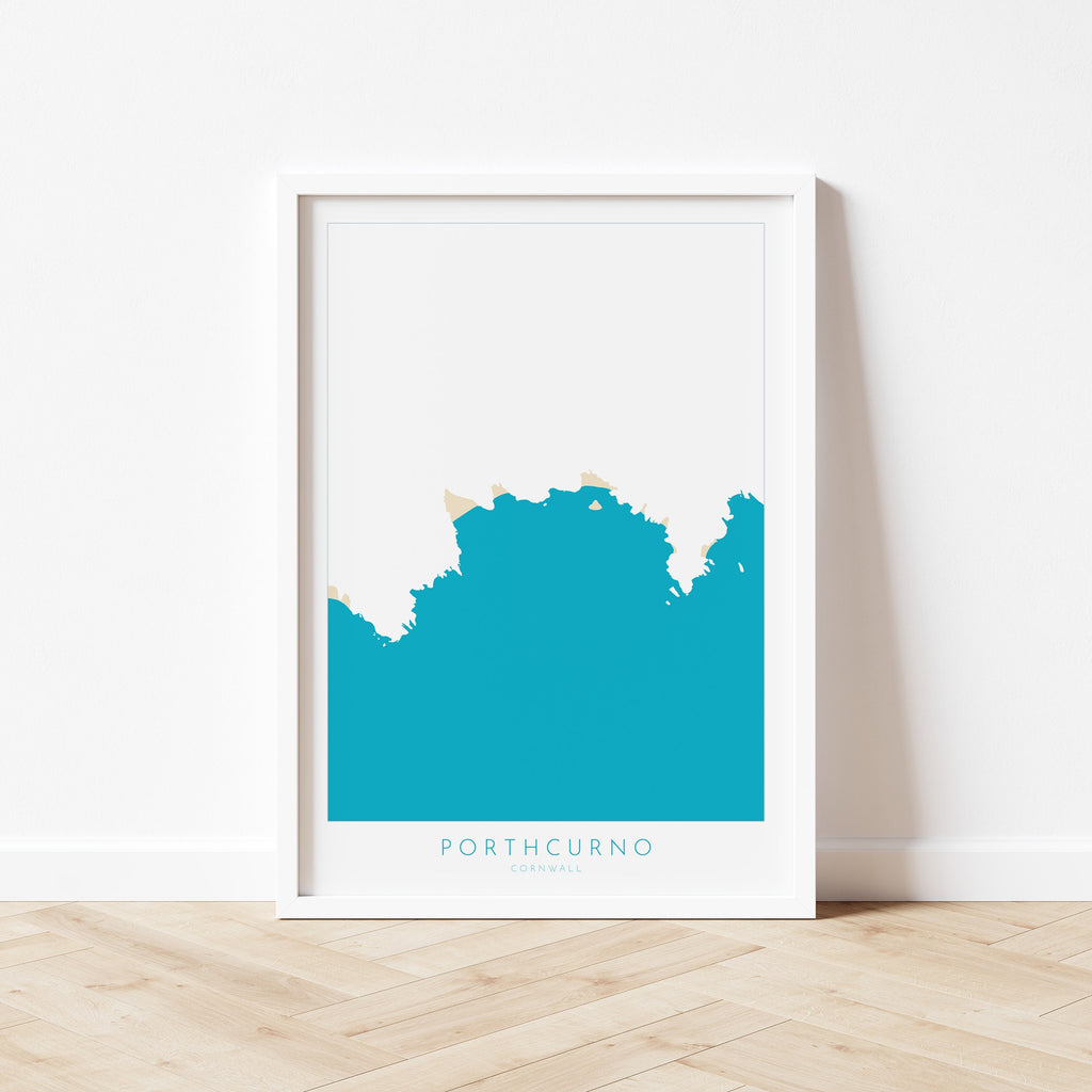 Porthcurno Beach Print- Minack Theatre Map, Cornwall Art, Cornwall Beach Art , Cornwall Map, Cornwall Coast, Porthcurno Map, Cornwall Art