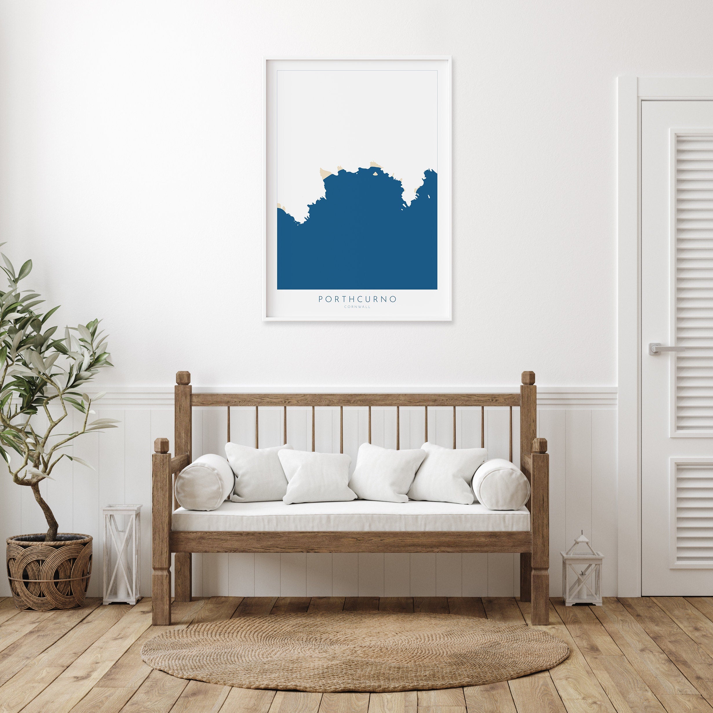 Porthcurno Beach Print- Minack Theatre Map, Cornwall Art, Cornwall Beach Art , Cornwall Map, Cornwall Coast, Porthcurno Map, Cornwall Art