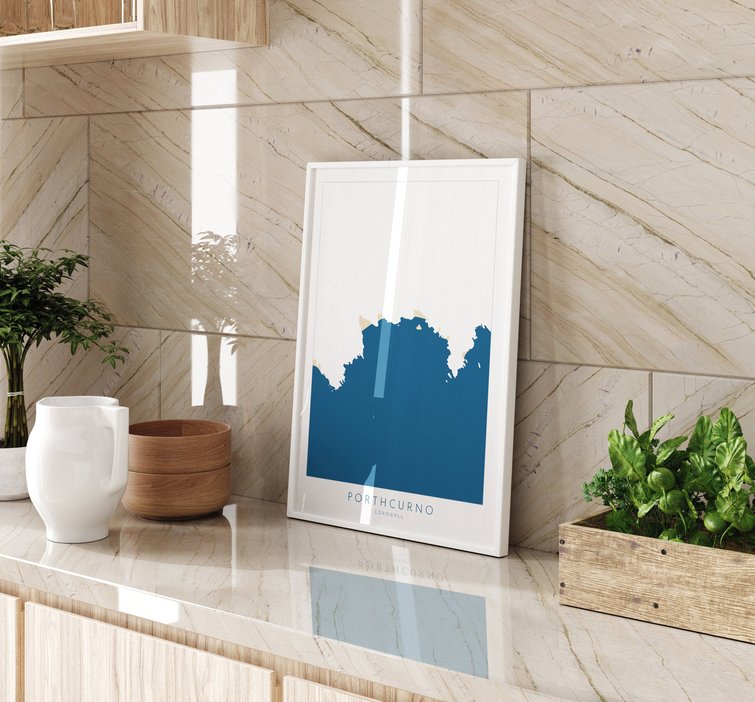 Porthcurno Beach Print- Minack Theatre Map, Cornwall Art, Cornwall Beach Art , Cornwall Map, Cornwall Coast, Porthcurno Map, Cornwall Art