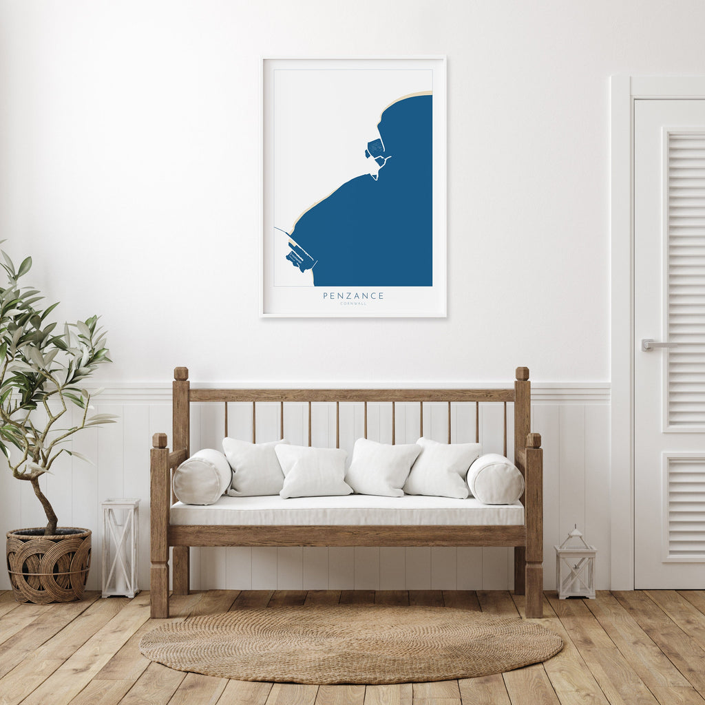 Penzance Print- Penzance Map Art, Cornwall Art, Newlyn Art, Cornwall Beach Art, Cornwall Map, Cornwall Coast, Cornwall Art