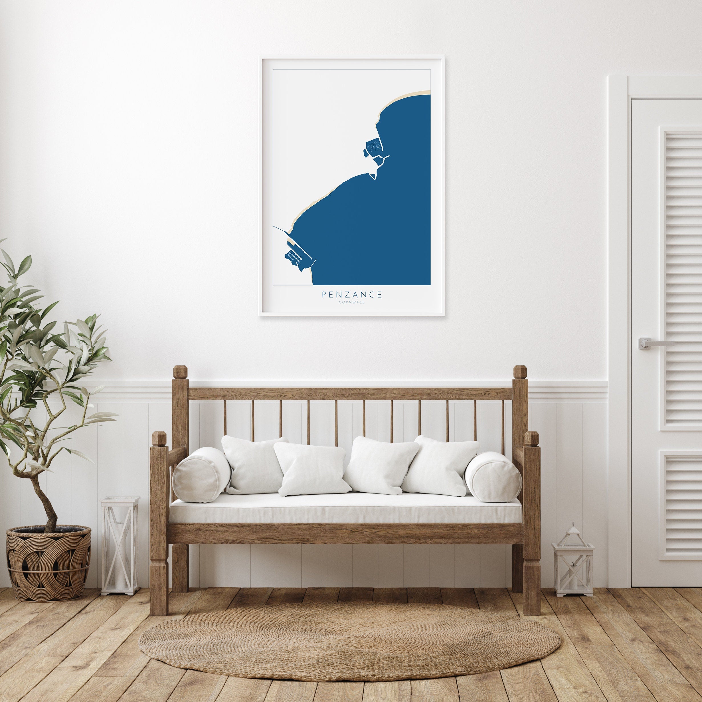 Penzance Print- Penzance Map Art, Cornwall Art, Newlyn Art, Cornwall Beach Art, Cornwall Map, Cornwall Coast, Cornwall Art