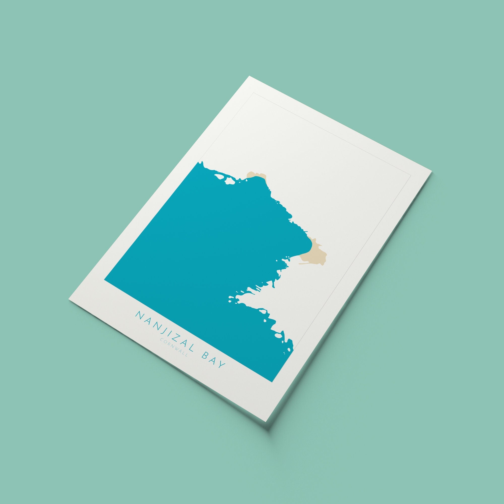 Nanjizal Bay Print - Nanjizal Beach Map Art, Mill Bay Cornwall Art, Cornwall Beach Art, Cornwall Map, Cornwall Coast, Cornwall Art