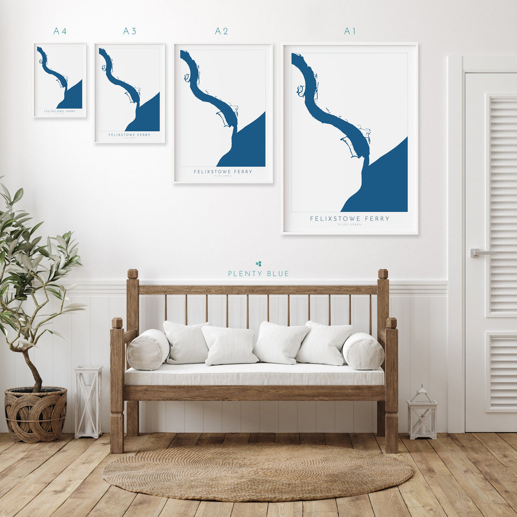 Felixstowe Ferry - River Deben, Suffolk Map, Suffolk Coast, Felixstowe Travel Print, Bawdsey Suffolk, Suffolk Art