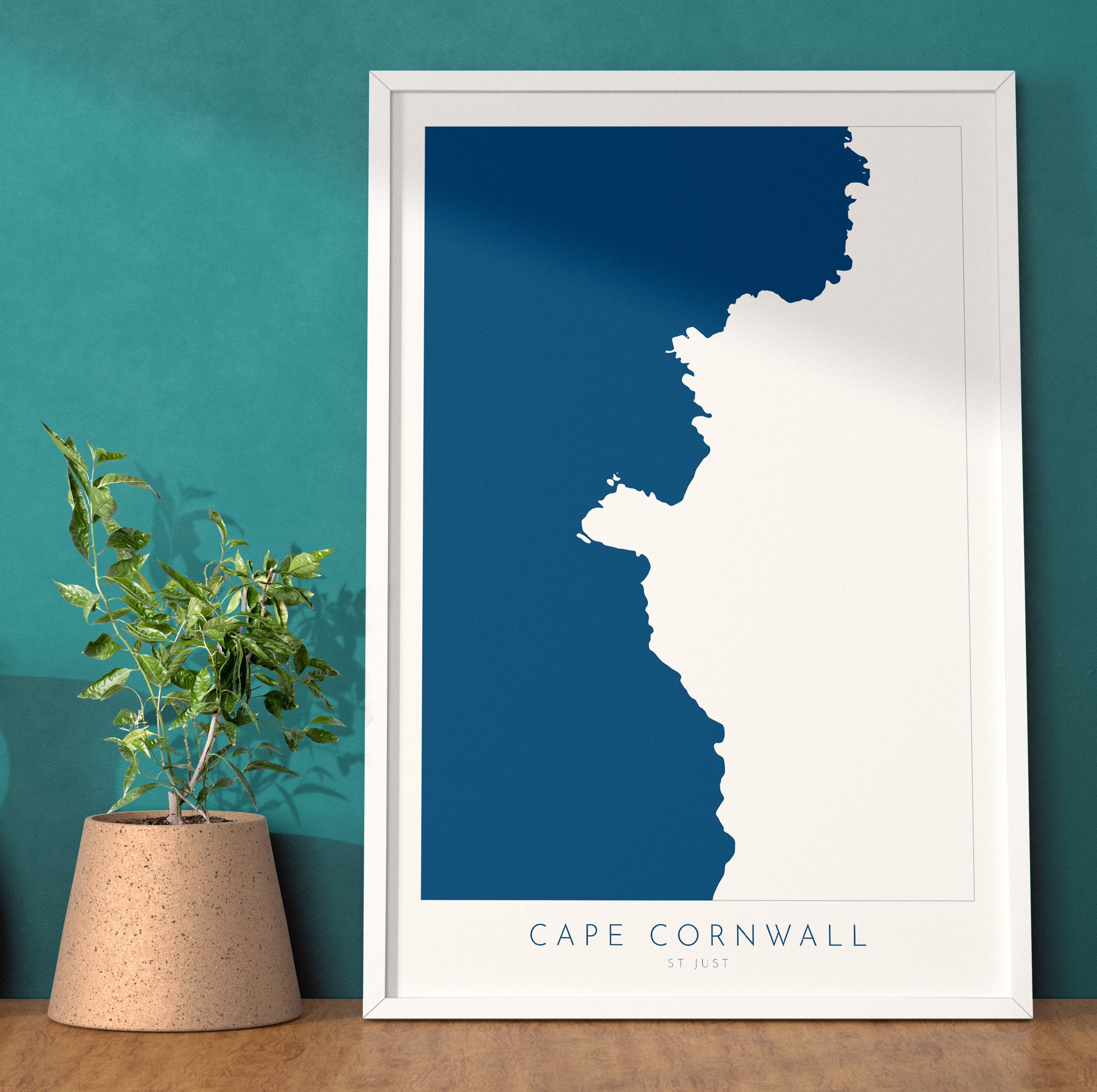Cape Cornwall Map - Cornwall, St Just Art, Cornwall Map, Cornwall Coast, Cornwall Travel Print, Cornwall Art