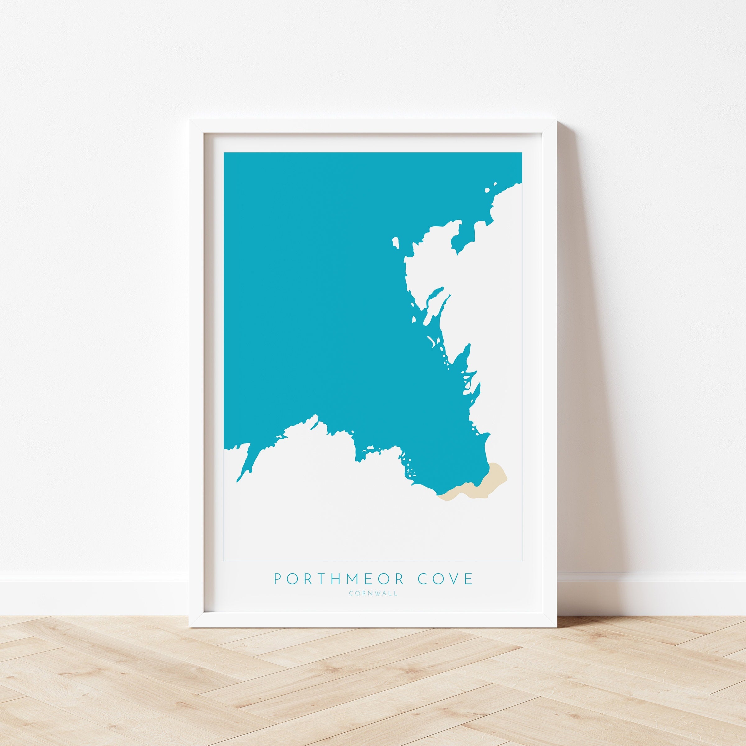 Porthmeor Cove Art - Cornwall Print, Porthmeor Beach, Cornwall Map, Cornwall Coast, Cornwall Travel Print