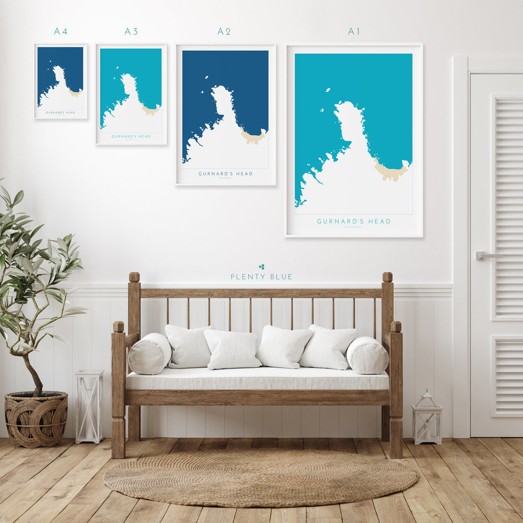 Gurnard's Head Print- Cornwall, Porthmeor, Cornwall Map, Cornwall Coast, Cornwall Travel Print, Cornwall Art
