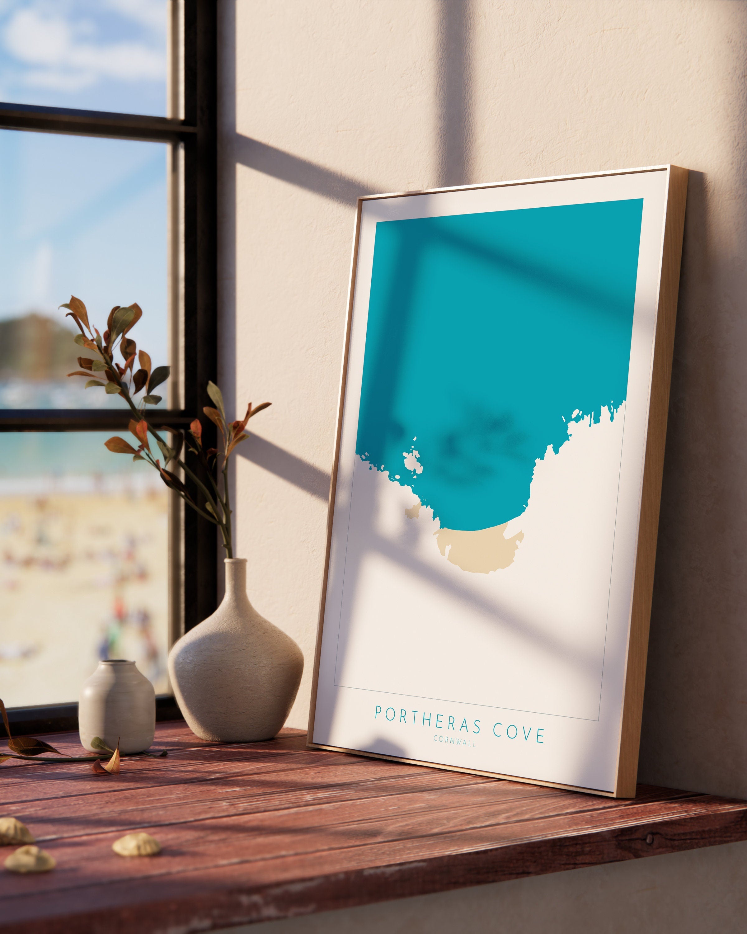 Portheras Cove Print- Cornwall Art, Pendeen, Cornwall Map, Cornwall Coast, Cornwall Travel Print, Cornwall Art