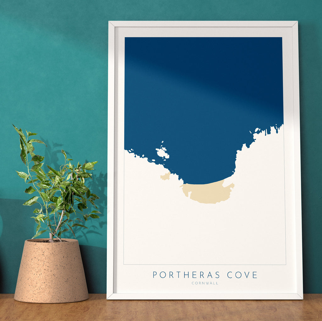 Portheras Cove Print- Cornwall Art, Pendeen, Cornwall Map, Cornwall Coast, Cornwall Travel Print, Cornwall Art
