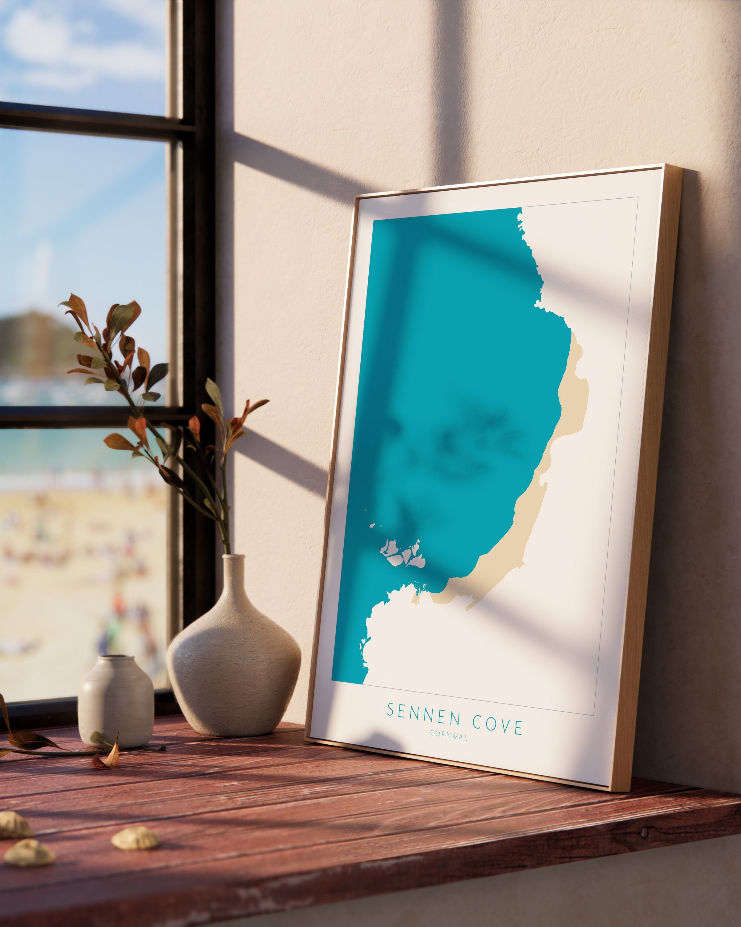 Sennen Cove Print- Cornwall Art, Sennen Beach Art, Cornwall Map, Cornwall Coast, Cornwall Travel Print, Cornwall Art, Sennen Map