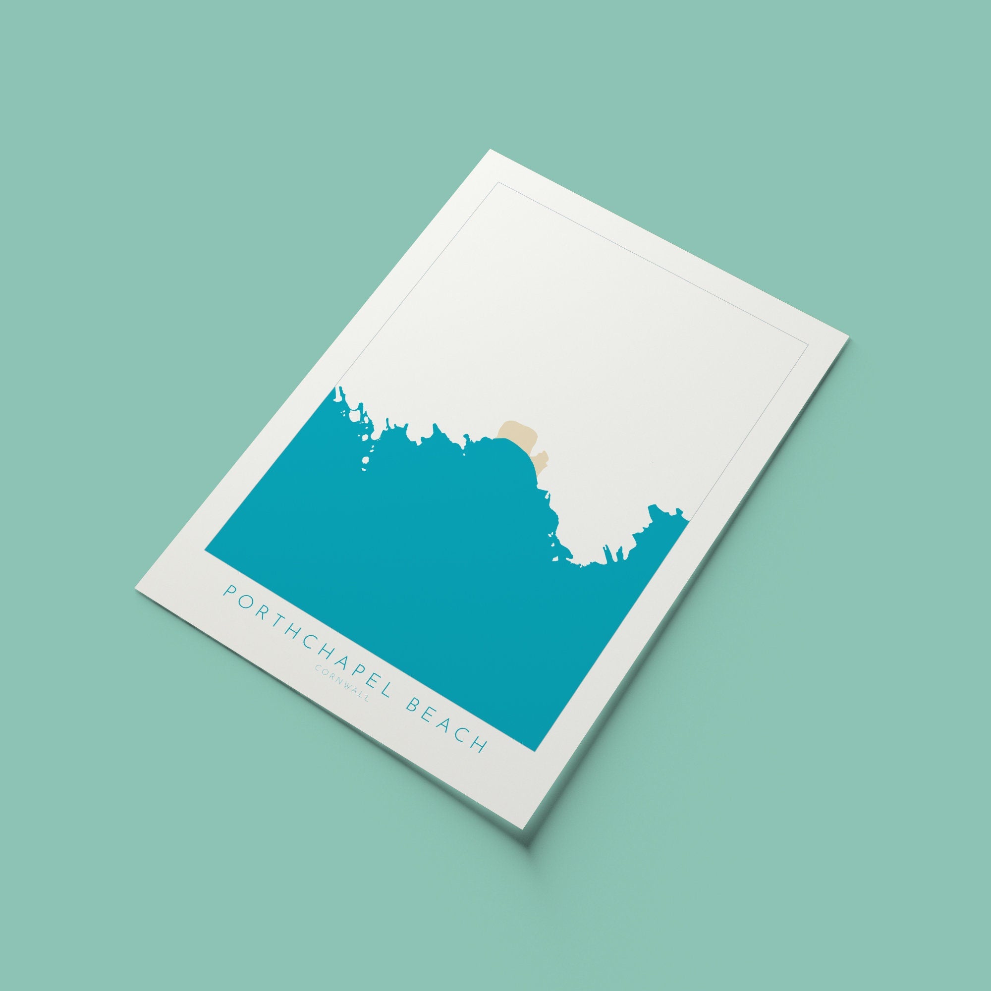 Porthchapel Beach Print- Cornwall Art, Cornwall Beach Art , Cornwall Map, Cornwall Coast, Cornwall Travel Print, Cornwall Art, Porthcurno