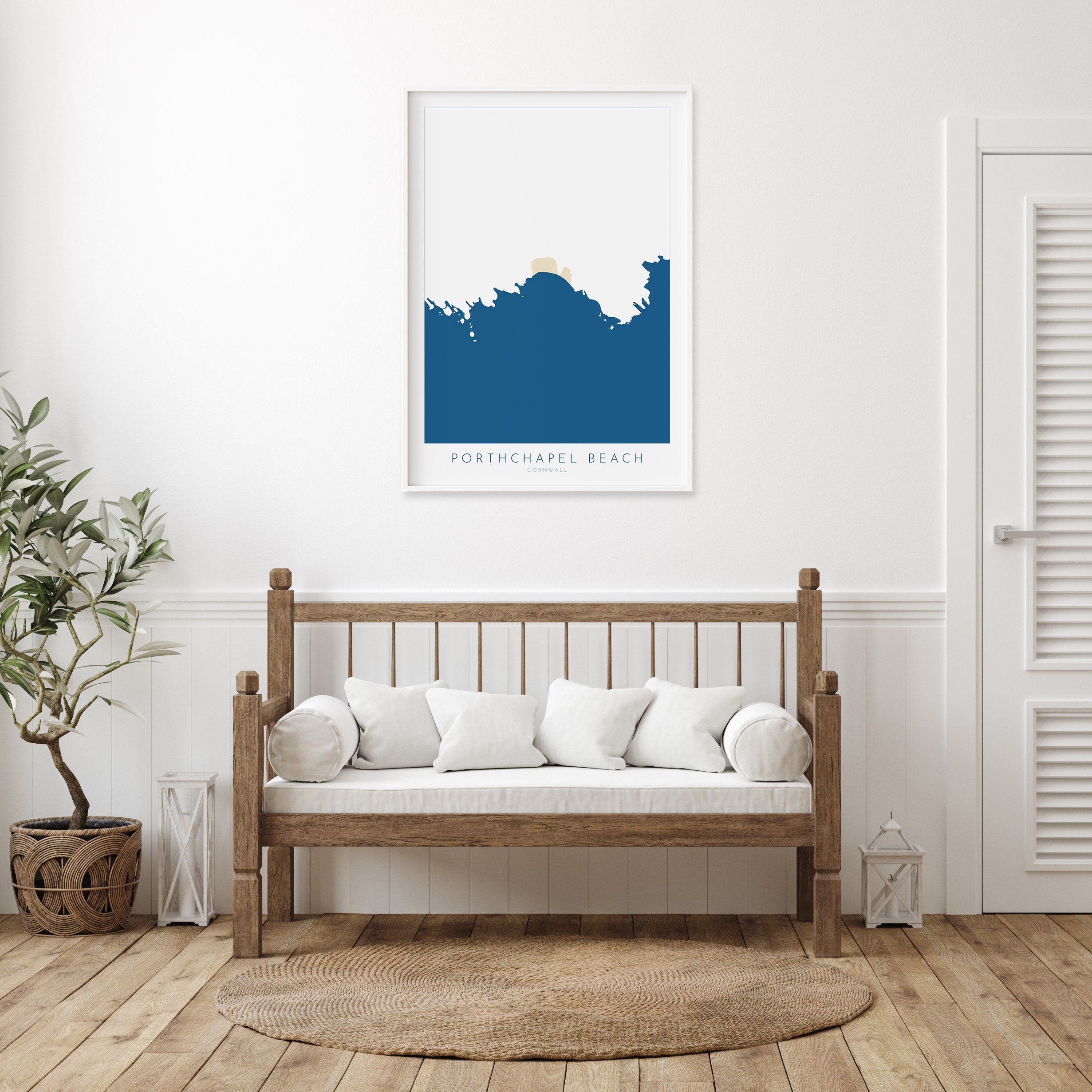 Porthchapel Beach Print- Cornwall Art, Cornwall Beach Art , Cornwall Map, Cornwall Coast, Cornwall Travel Print, Cornwall Art, Porthcurno