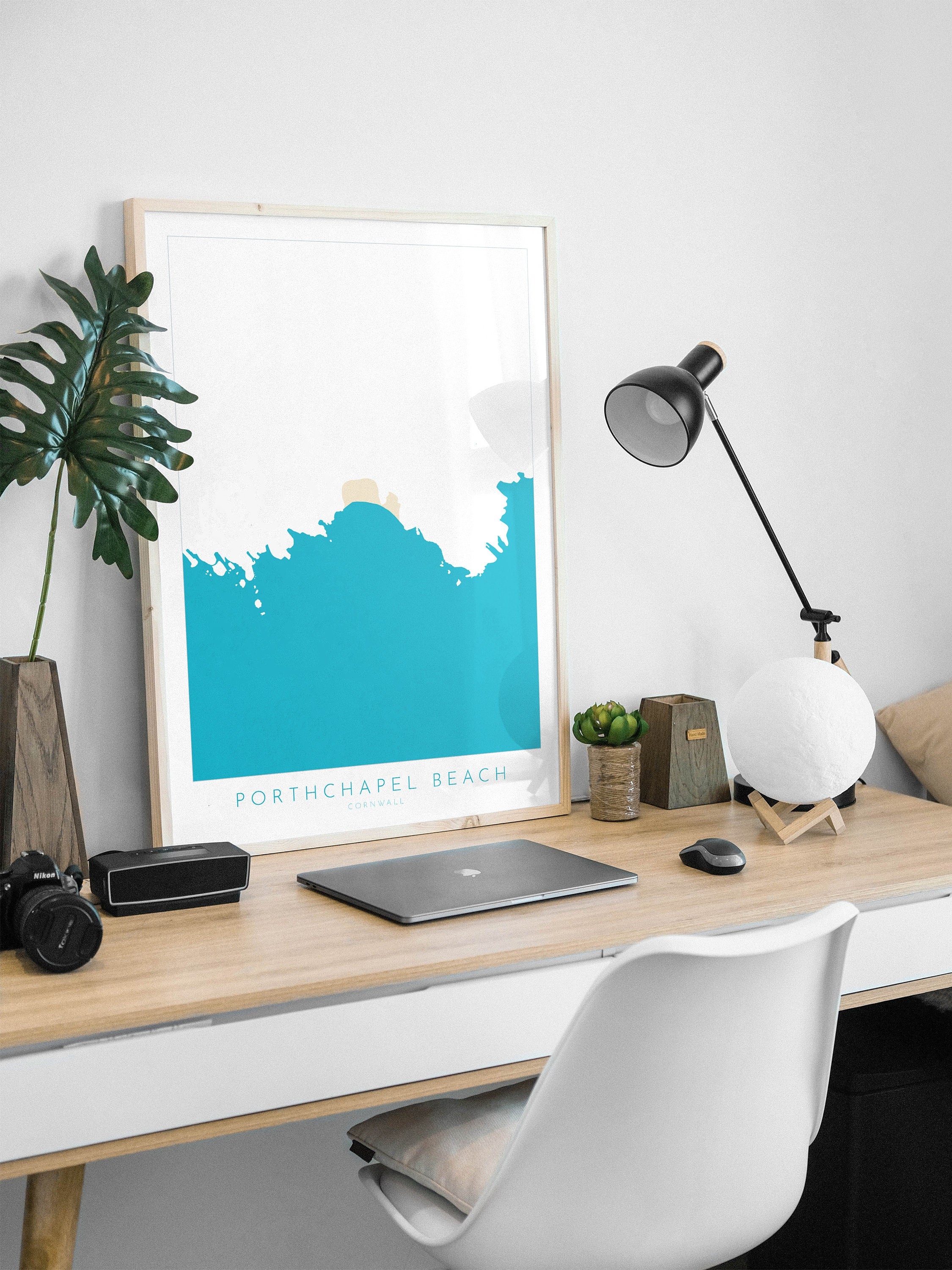 Porthchapel Beach Print- Cornwall Art, Cornwall Beach Art , Cornwall Map, Cornwall Coast, Cornwall Travel Print, Cornwall Art, Porthcurno