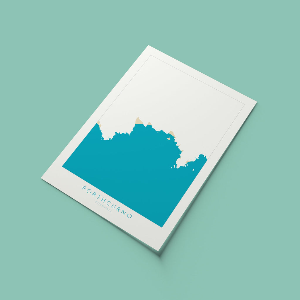 Porthcurno Beach Print- Minack Theatre Map, Cornwall Art, Cornwall Beach Art , Cornwall Map, Cornwall Coast, Porthcurno Map, Cornwall Art