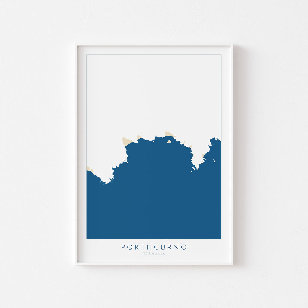 Porthcurno Beach Print- Minack Theatre Map, Cornwall Art, Cornwall Beach Art , Cornwall Map, Cornwall Coast, Porthcurno Map, Cornwall Art