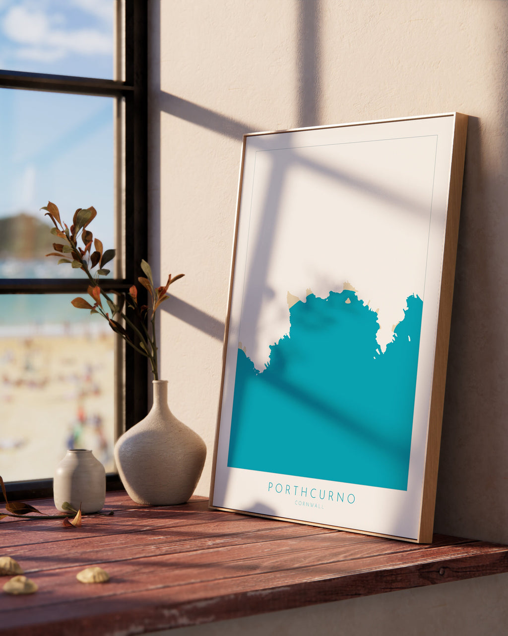 Porthcurno Beach Print- Minack Theatre Map, Cornwall Art, Cornwall Beach Art , Cornwall Map, Cornwall Coast, Porthcurno Map, Cornwall Art