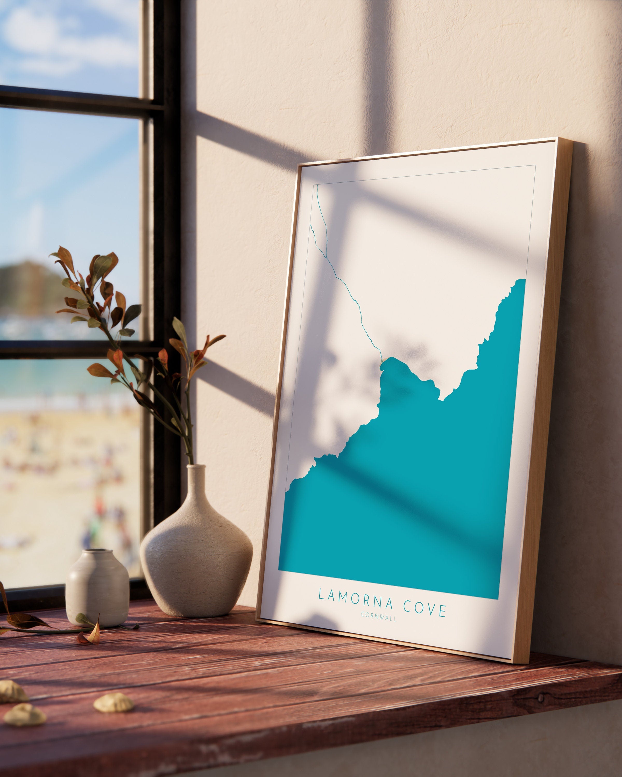 Lamorna Cove Print- Lamorna Cove Beach, Cornwall Art, Cornwall Beach Art , Cornwall Map, Cornwall Coast, Lamorna Map, Cornwall Art