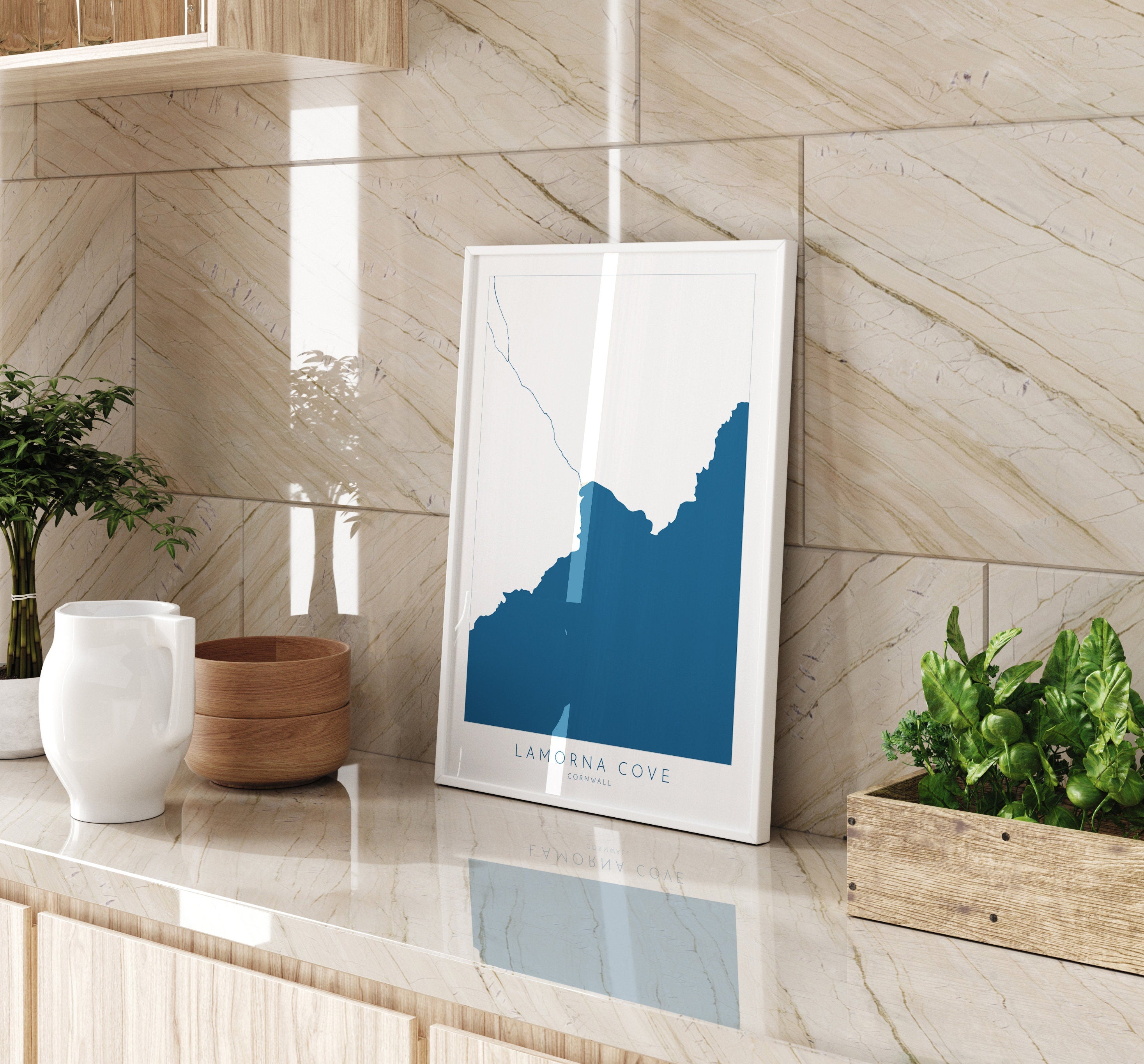 Lamorna Cove Print- Lamorna Cove Beach, Cornwall Art, Cornwall Beach Art , Cornwall Map, Cornwall Coast, Lamorna Map, Cornwall Art