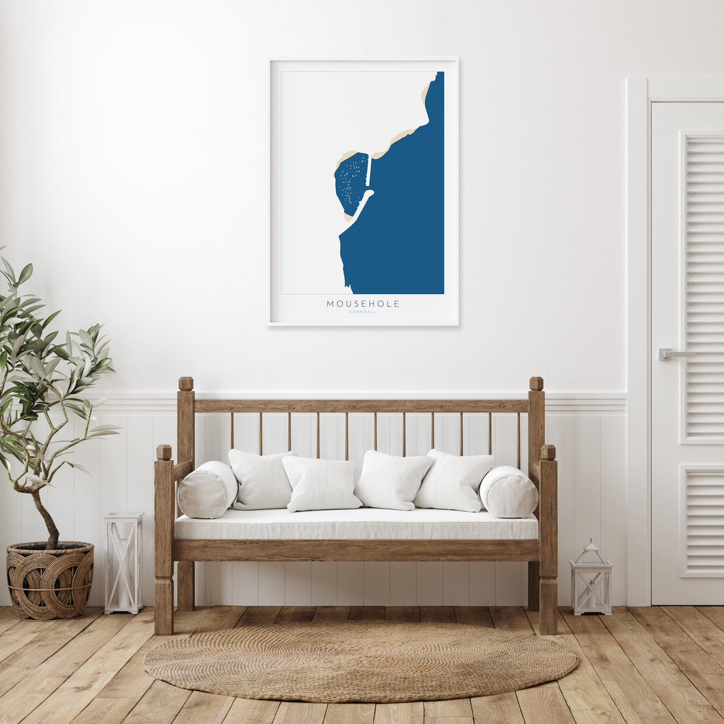 Mousehole Print- Mousehole Harbour, Cornwall Art, Cornwall Beach Art , Cornwall Map, Cornwall Coast, Mousehole Map, Cornwall Art