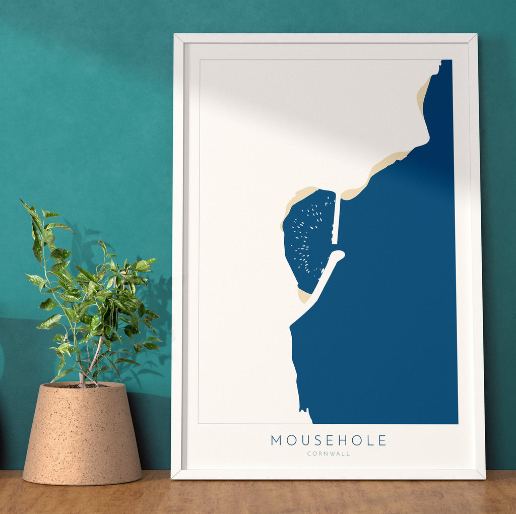 Mousehole Print- Mousehole Harbour, Cornwall Art, Cornwall Beach Art , Cornwall Map, Cornwall Coast, Mousehole Map, Cornwall Art