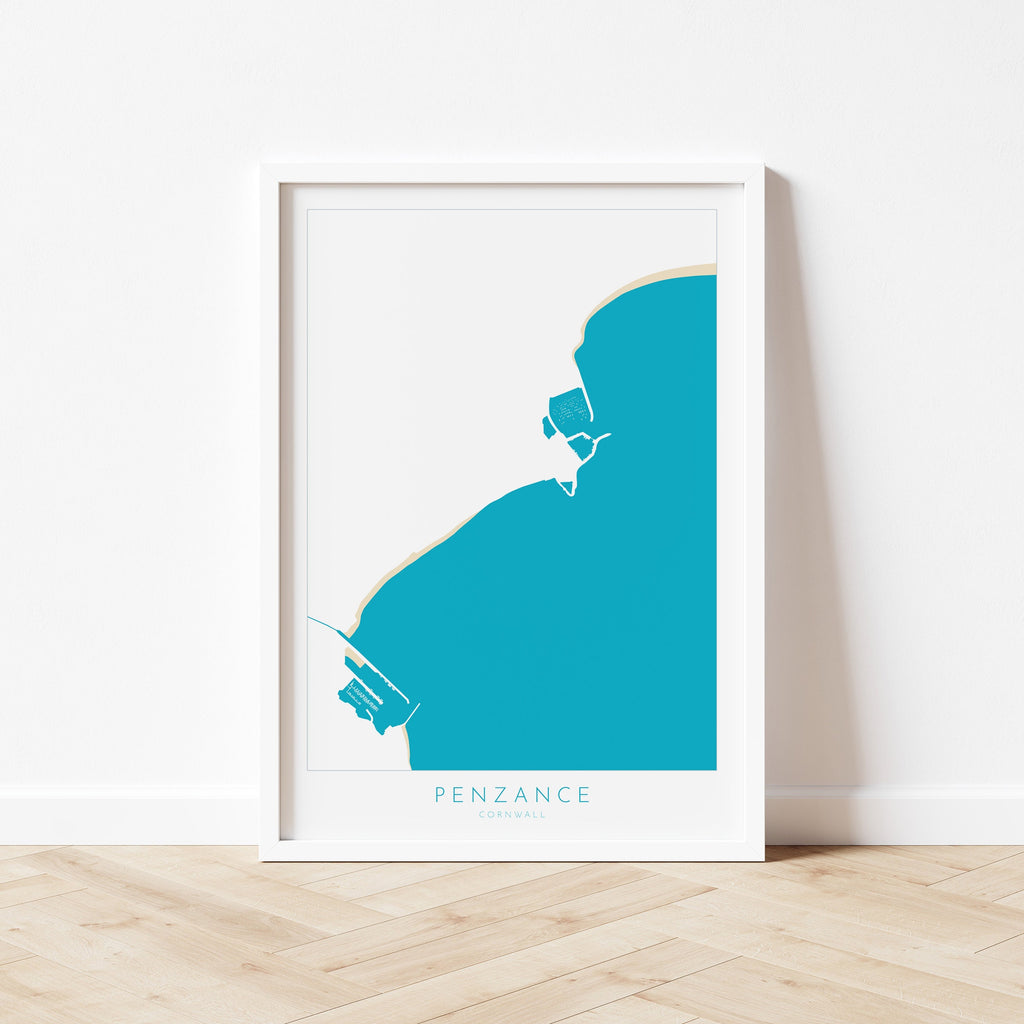 Penzance Print- Penzance Map Art, Cornwall Art, Newlyn Art, Cornwall Beach Art, Cornwall Map, Cornwall Coast, Cornwall Art